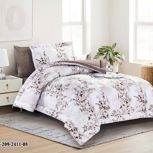 Beige Brown Floral Comforter Set | Bedding factory with OEM service