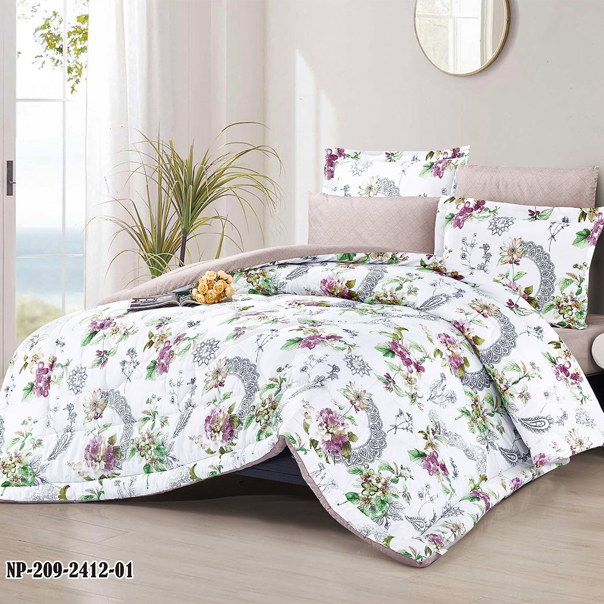 Lavender Floral Lace Comforter Set | Custom comforter supplier | Custom Microfiber Comforter OEM | Soft and Breathable Quilt Supplier