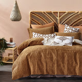 Bohemian 7-Piece Bedding Set in Warm Earth Tones with Decorative Pillows and Textured Design