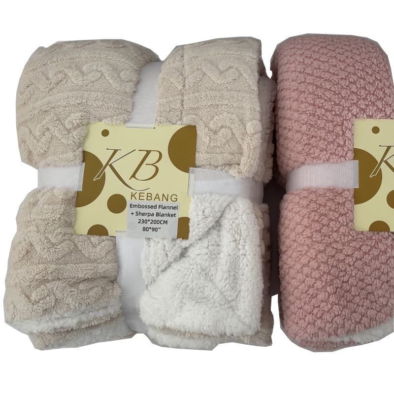 Embossed Flannel Sherpa Blanket