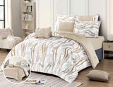 Customized 7-Piece Microfiber Comforter Set | Soft, Lightweight, and Machine Washable Bedding Ensemble | Modern Neutral Pattern Design with Matching Pillow Shams and Decorative Cushions | Comforter Manufacturer