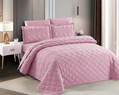 Soft Pink Microfiber Quilted Bedspread Set | Lightweight All-Season Bedding with 1 Bedspread, 2 Pillowcases & 2 Shams | OEM Decorative Bedspread | Modern Bedroom Coverlet Manufacturer