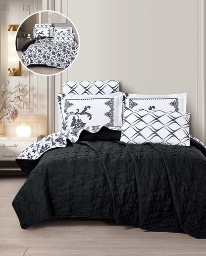 Cozy Reversible Microfiber Bedspread Set | Soft Green & White Floral Bedding with 1 Bedspread, 2 Pillowcases & 2 Shams | OEM Bedding Manufacturer | Bedspread, Quilt & Comforter Factory