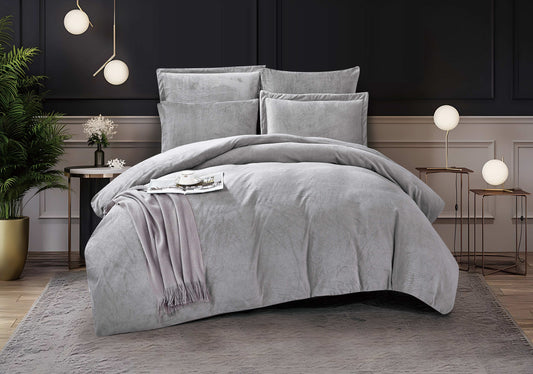 Luxury Light Gray Microfiber Comforter Set | Modern Textured Bedding with Pillow Shams | Machine Washable & Dry Clean Safe | Custom Duvet OEM Factory | Personalized Color and Material Choices