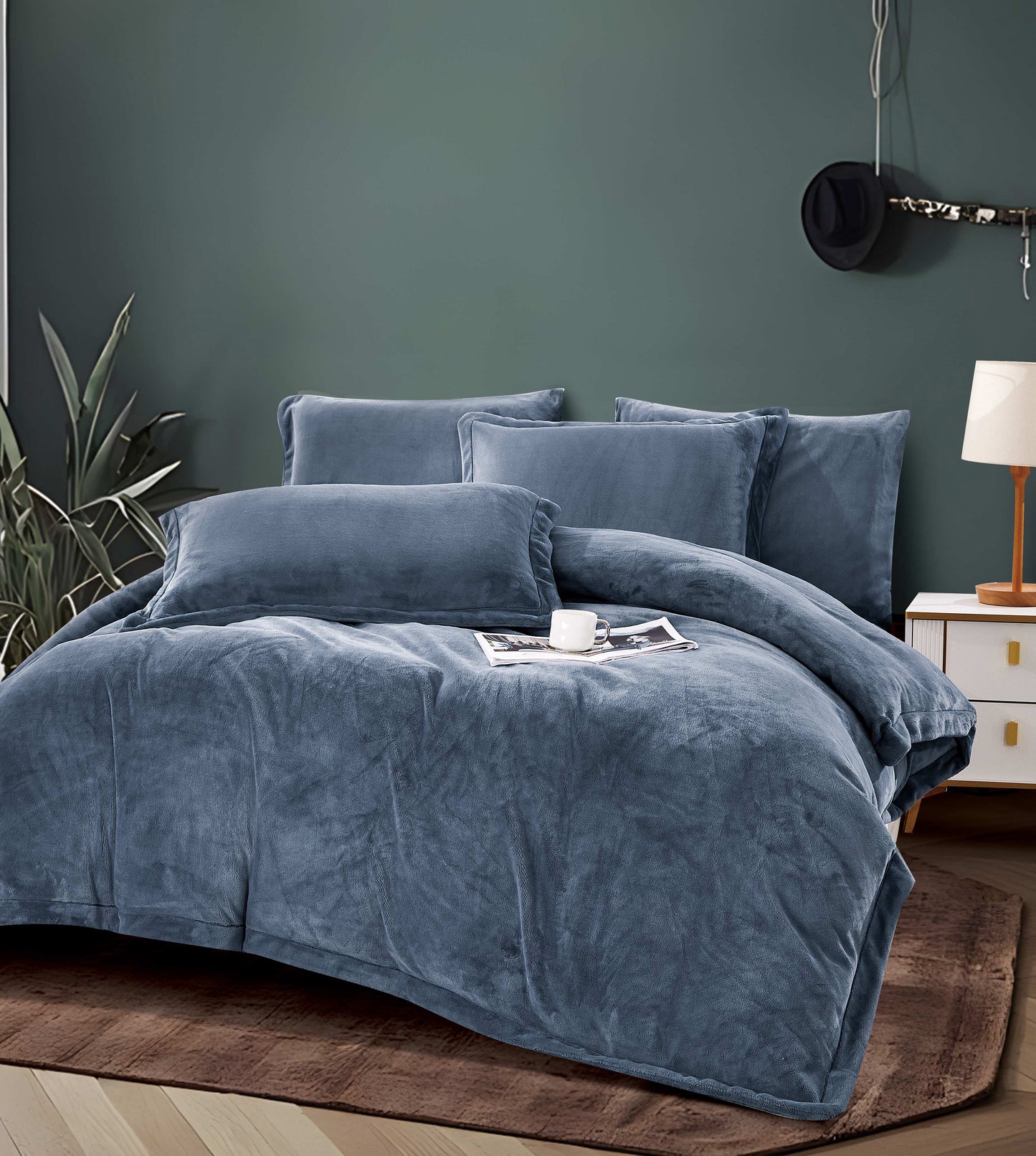 Slate Blue Microfiber Comforter Set | Ultra-Soft, Plush, and Modern Bedding | Custom Duvet OEM Factory | Personalized Color and Material Choices
