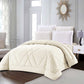 Neatly made bed with white bedding in a bedroom setting
