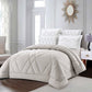 Beige Solid Comforter Set with Geometric Stitching | Lightweight Microfiber Bedding for Summer and Spring | Soft Breathable Quilt with 1 Comforter, 2 Pillowcases & 2 Pillow Shams | Global comforter manufacturer