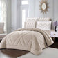 Beige Solid Comforter Set with Geometric Stitching | Lightweight Microfiber Bedding for Summer and Spring | Soft Breathable Quilt with 1 Comforter, 2 Pillowcases & 2 Pillow Shams | Global comforter manufacturer