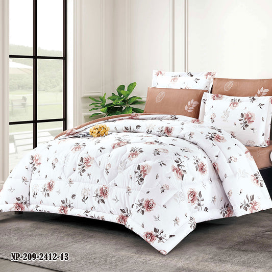 Romantic Rose Floral Microfiber Comforter Set with Pillowcases and Shams | Soft Lightweight Bedding for All Seasons | Custom Sizes Available | Bedding OEM comforter