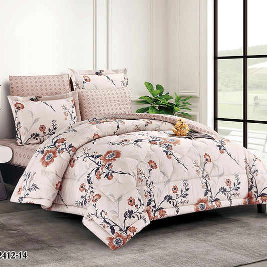 Elegant Terracotta Floral Microfiber Comforter Set with Pillowcases and Shams | Lightweight All-Season Bedding Ensemble | Custom Sizes Available | Bedding OEM comforter