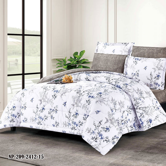 Classic Blue and Gray Floral Microfiber Comforter Set with Pillowcases and Shams | Lightweight All-Season Bedding Ensemble | Custom Sizes Available | Custom comforter supplier