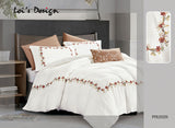7-Piece Floral Embroidered Duvet Cover Set – White Cotton Bedding with Custom Size Options