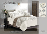 7-Piece Embroidered Duvet Cover Set – Ivory & Taupe Cotton Bedding with Custom Size Options