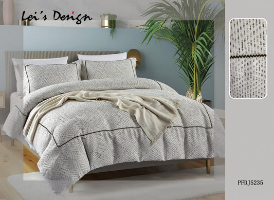 7-Piece Minimalist Textured Duvet Cover Set – Modern Black & White Cotton Bedding, Factory Direct & Custom Size Available